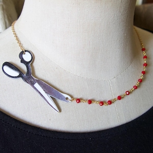 Scissors Necklace, Choker Style for Seamstress, Crafters or Hair Stylists, Fashion Designer, Fun quirky  for Her, Unique Gift, Handmade Odd