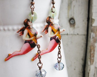 Circus Earrings, Acrobat Ladies, Retro, Vintage Inspired Jewellery, Mother's Day Gift, For Her, Birthday Present, Trapeze Artist, Quirky Fun