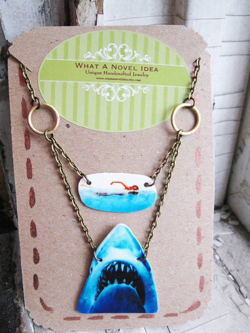 Statement Necklace Jaws Fan Jewelry Shark Week Animal Geekery Women Swimming Girl Unique Unusual and Weird Movie Gifts for Girls image 4