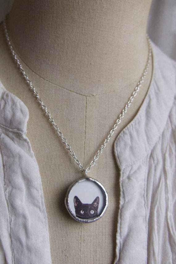 ネックレス・ペンダント TATIANA Silver 925 Black Kitty Necklace NZ2184 Black Cat Necklace, Personalized Kitten Pendant, Mother's