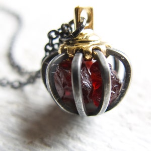 Garnet Raw Birthstone Necklace, Gift for January Birthday, Gift for Her, Mother Mom Present for Wife, Girlfriend, Crystal Dark Red, Gemstone