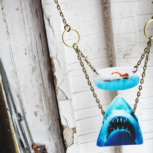 Statement Necklace Jaws Fan Jewelry Shark Week Animal Geekery Women Swimming Girl Unique Unusual and Weird Movie Gifts for Girls image 2