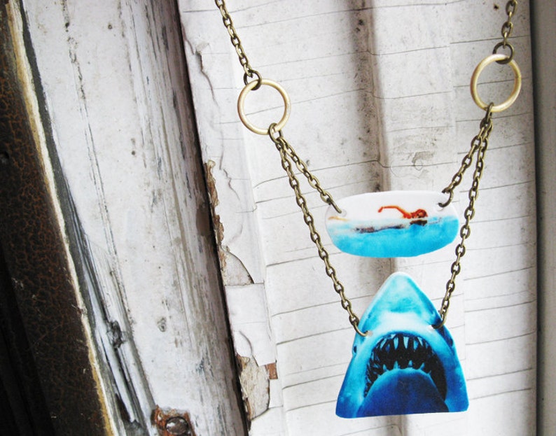 Statement Necklace Jaws Fan Jewelry Shark Week Animal Geekery Women Swimming Girl Unique Unusual and Weird Movie Gifts for Girls image 2