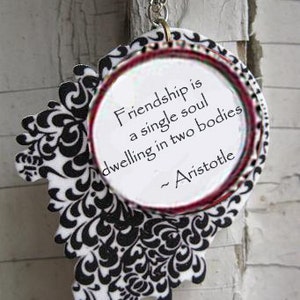 Aristotle Quote Necklace, Inspirational Gift, Best Friends Present, Friendship Love, Handmade for Her, Statement, English Teacher Philosophy image 1