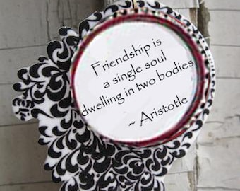 Aristotle Quote Necklace, Inspirational Gift, Best Friends Present, Friendship Love, Handmade for Her, Statement, English Teacher Philosophy