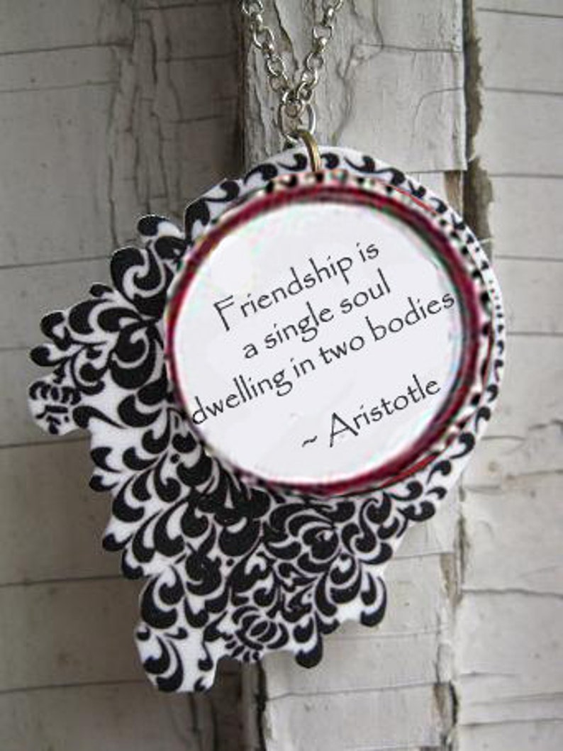 Aristotle Quote Necklace, Inspirational Gift, Best Friends Present, Friendship Love, Handmade for Her, Statement, English Teacher Philosophy image 1