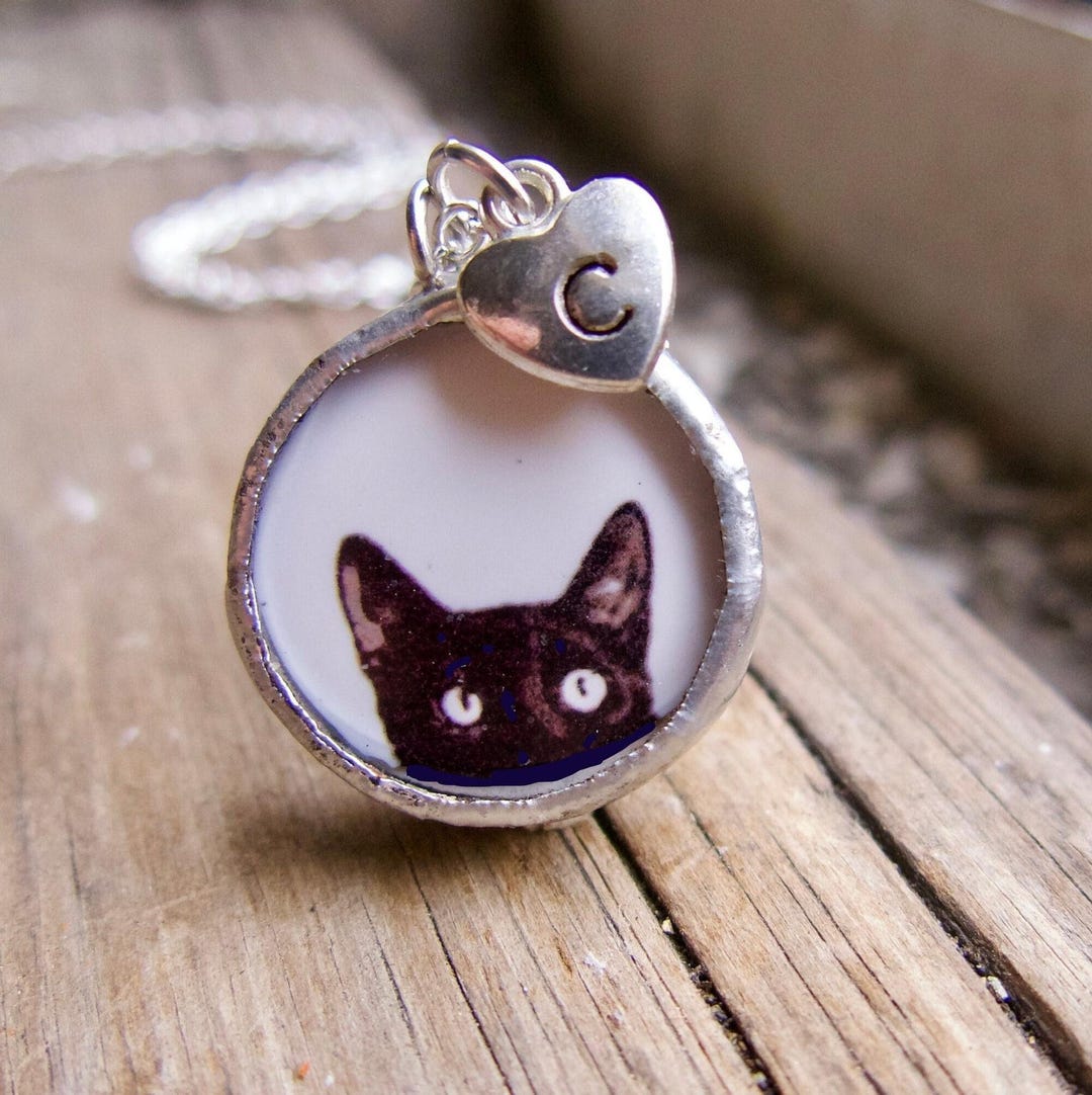 Collana con ciondolo a forma di gatto nero, girocollo a