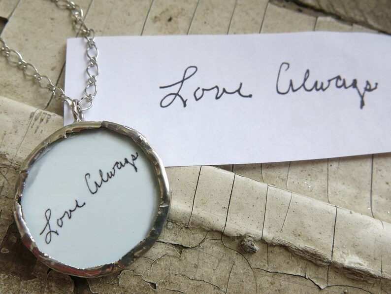 Signature Handwriting Jewelry Custom Personalized Necklace Mother Child/'s Message or Family Wife Girlfriend Gift Handwritten