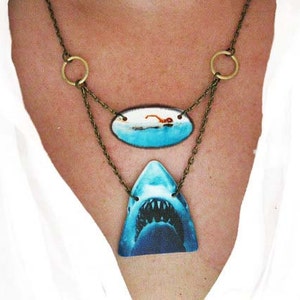 Statement Necklace Jaws Fan Jewelry Shark Week Animal Geekery Women Swimming Girl Unique Unusual and Weird Movie Gifts for Girls image 3