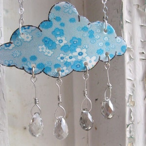 Cloud Shaped Powder Sky Blue Rain Shower Necklace Floral Pastel Fashion ...