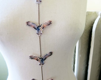 Animal Necklace Owl Lariat Woodland Statement Long Bird Gift Idea