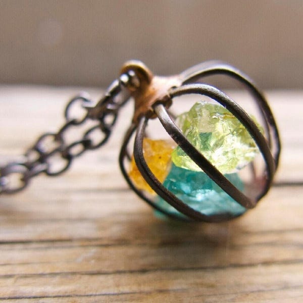 Birthstone Jewelry Personalized Crystal Necklace, Handmade Mother's Day Gift, for Her, Mom, Wife, Sister, Rough Custom Gift, Gemstones