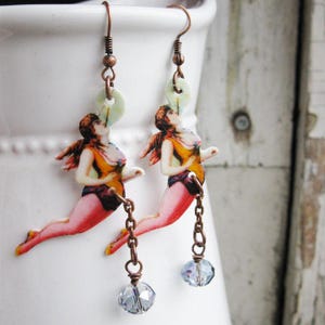 Circusoorbellen, acrobaat dames, retro, vintage geïnspireerde sieraden, handgemaakt cadeau voor haar, verjaardagscadeau, trapezeartiest, eigenzinnige kitsch