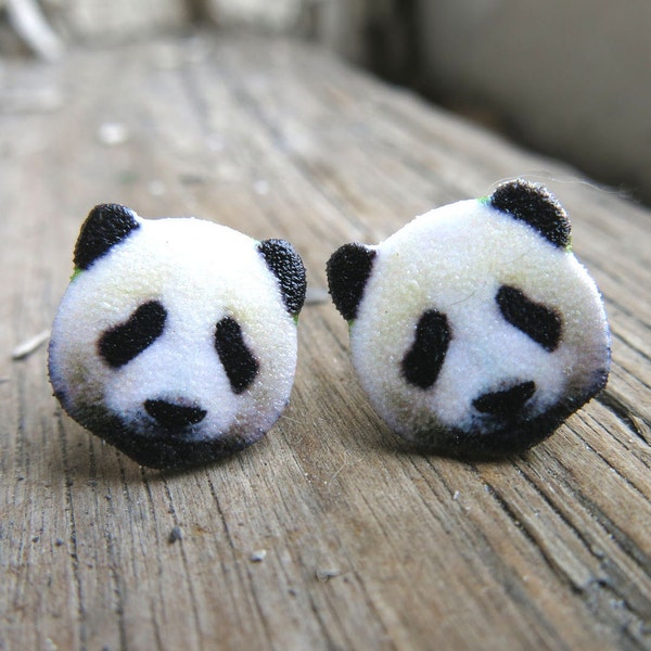 Panda Bear Earrings, Post Stud Earrings, Cute Handmade Jewelry For Her, World Zoo Furry Creature, Animal Lover Gift, Girl Teens, Best Friend