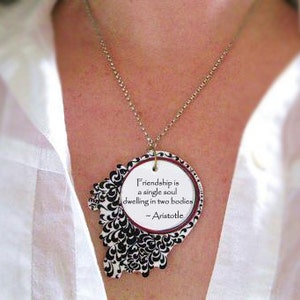 Aristotle Quote Necklace, Inspirational Gift, Best Friends Present, Friendship Love, Handmade for Her, Statement, English Teacher Philosophy image 2