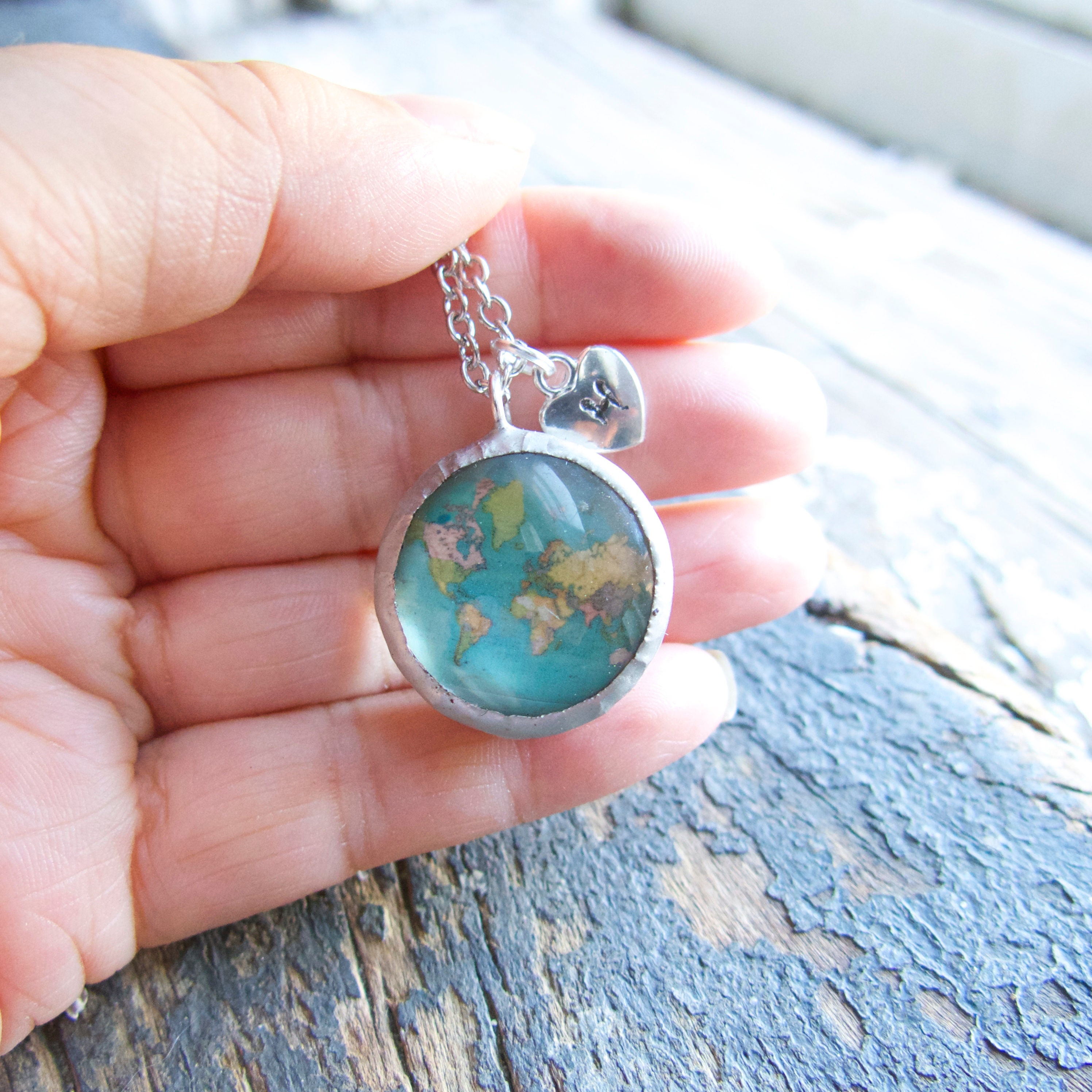 World Map Necklace Travel Best Friend Inspirational Locket - Etsy Canada