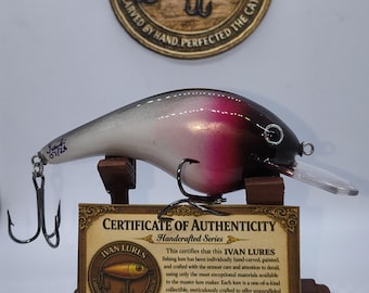 Handmade Wooden Crankbait Lure, with display stand and Authencity Certificate