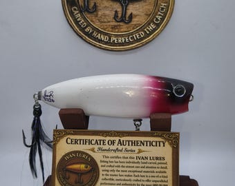 Handmade Wooden Crankbait Lure, with display stand and Authencity Certificate