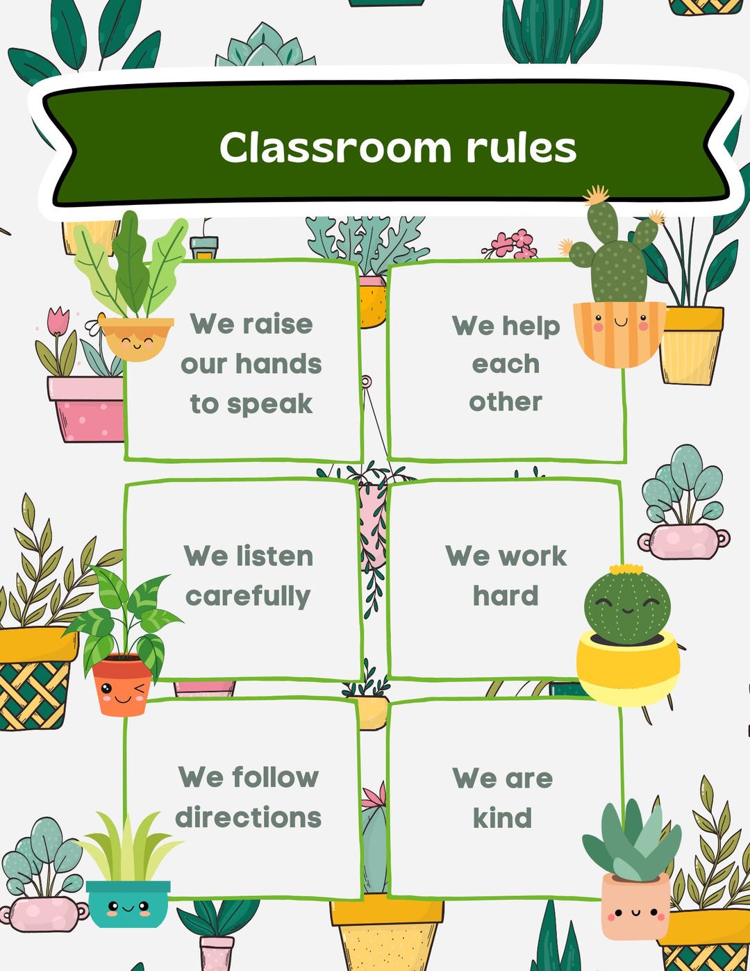 Plantsrules Sign Plant-themed Classroom Rules – Editable Canva Template - Etsy