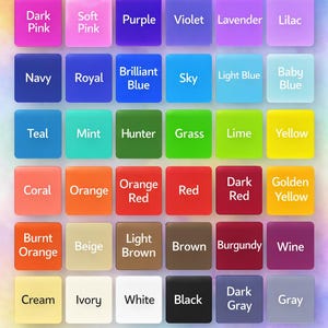 May include: A color palette chart labeled "Interior Needs" with a variety of color swatches. Colors include pinks, blues, greens, yellows, oranges, reds, browns, and grays. Each color is labeled with its name.