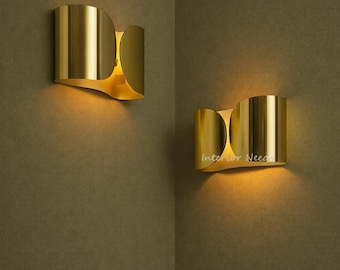 Foglio Wall Sconce - Mid century Brass Wall Lamp