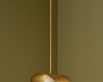 Modern Brass Globe Pendant Light – Half-Moon Ambient Lamp
