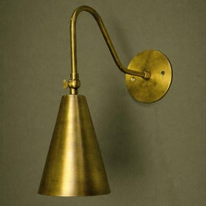 Handmade Raw Brass Wall Sconce: Mid-Century Modern Cone Lamp