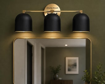 3-Bulb Brass Vanity Light | Modern Bathroom Lighting | Deep Ball Shades