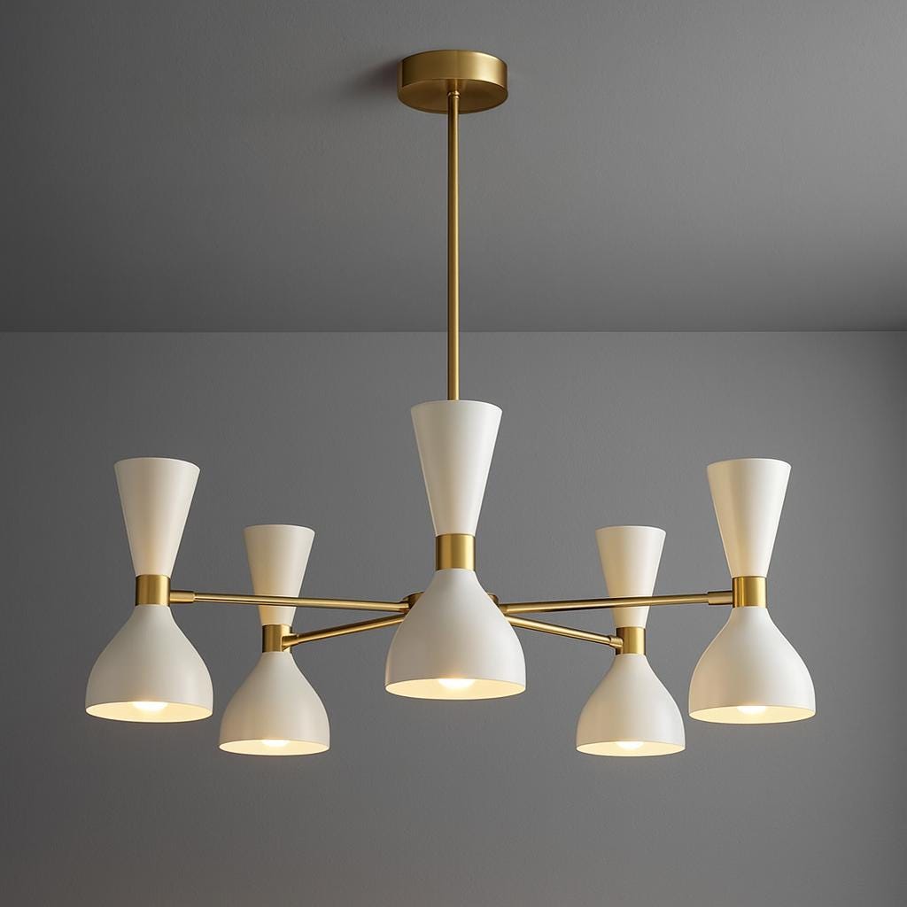 ミッドセンチュリーの真鍮シャンデリア：イタリア製スティルノーヴォ製