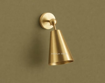 Handcrafted Brass Cone Wall Sconce | Adjustable Mid-Century Modern Light