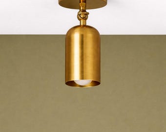 Adjustable Brass Ceiling Spotlight, Mid-Century Modern Cylinder Light