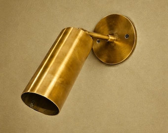 Raw Brass Spotlight: Adjustable Wall/Ceiling Light, Mid-Century Modern