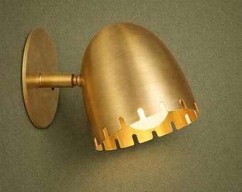 Modern Brass Wall Sconce | Handcrafted Brass Wall Light | Mid Century Cone Sconce | Wall Accent Light | Bedroom Hallway Lighting