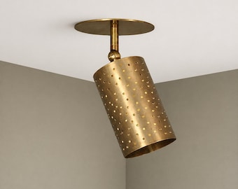 Mid Century Brass Ceiling Light, Adjustable Spotlight, Modern Flush Mount Ceiling Fixture,  Ceiling Focus Light, Industrial Lighting