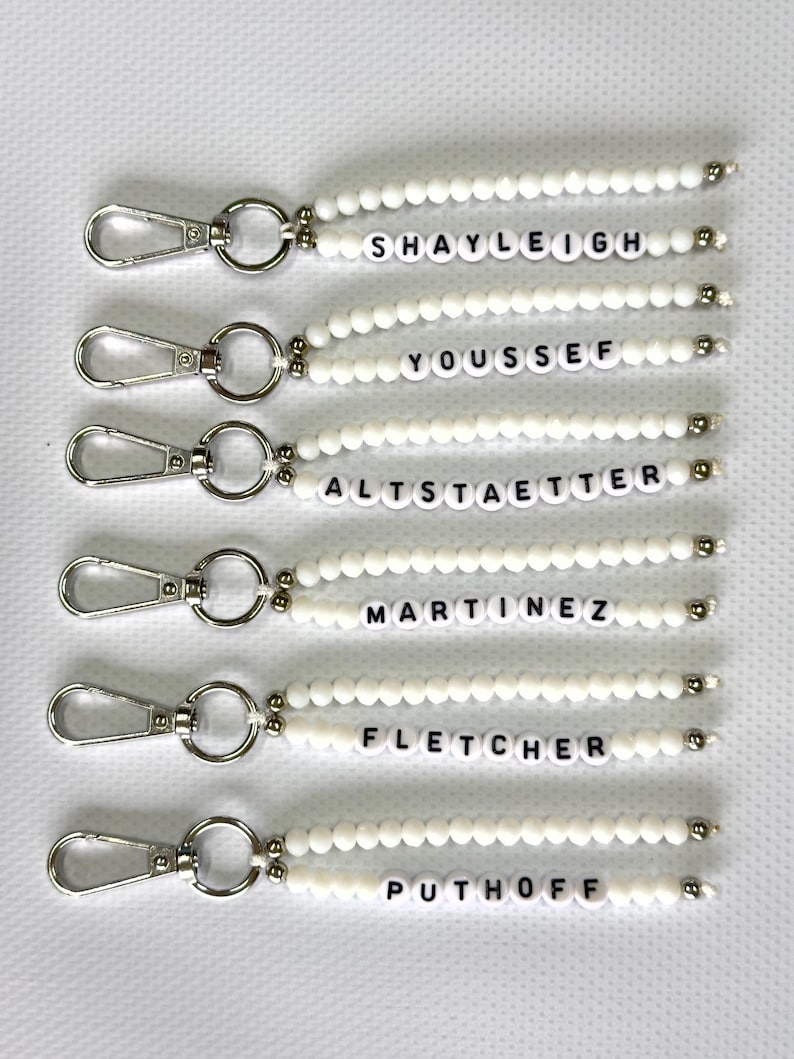 Custom Name Keychain/Gold Keychain/Silver Keychain/Personalized Name Keychain/Hand Bag Tag For Women/Gift for Mama/Daisy Beaded Keyring/Bulk image 12