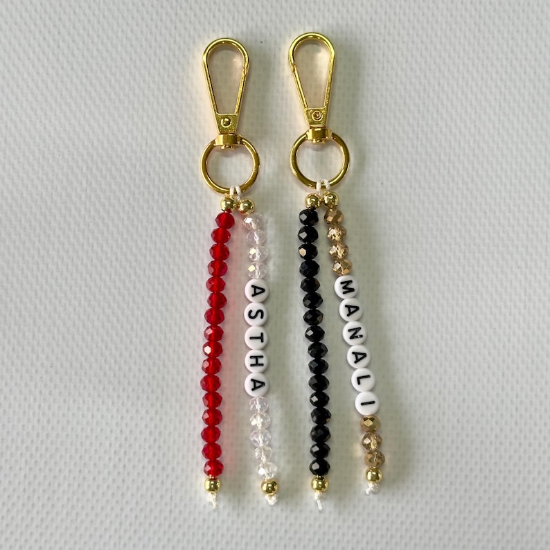 Custom Name Keychain/Gold Keychain/Silver Keychain/Personalized Name Keychain/Hand Bag Tag For Women/Gift for Mama/Daisy Beaded Keyring/Bulk image 13
