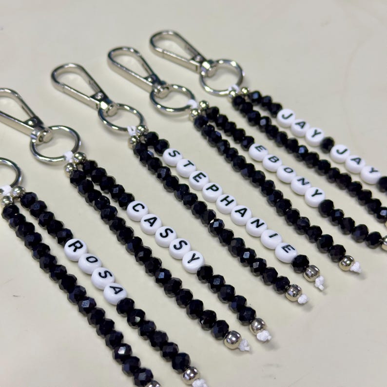 Custom Name Keychain/Gold Keychain/Silver Keychain/Personalized Name Keychain/Hand Bag Tag For Women/Gift for Mama/Daisy Beaded Keyring/Bulk image 19