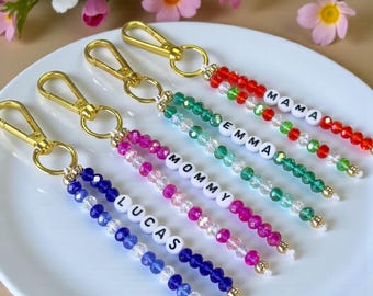 Personalized Beaded Name Keychain, Custom Wire Word Charm