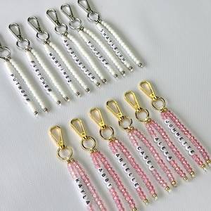Custom Name Keychain/Gold Keychain/Silver Keychain/Personalized Name Keychain/Hand Bag Tag For Women/Gift for Mama/Daisy Beaded Keyring/Bulk image 15