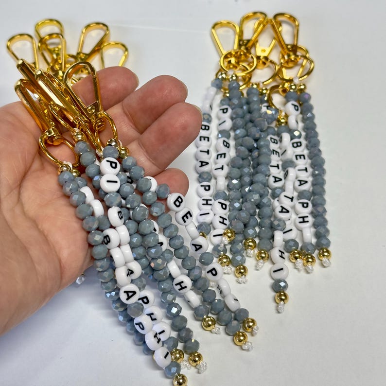 Custom Name Keychain/Gold Keychain/Silver Keychain/Personalized Name Keychain/Hand Bag Tag For Women/Gift for Mama/Daisy Beaded Keyring/Bulk image 7