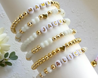 Set Family Name Crystal Beaded Word Bracelet/Personalized Bracelet/PartyFavor/Friendship Bracelet/Strech Personalized Gift Idea/BrideJewelry