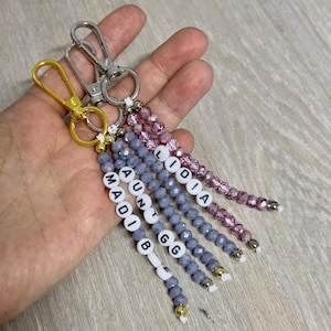Custom Name Keychain/Gold Keychain/Silver Keychain/Personalized Name Keychain/Hand Bag Tag For Women/Gift for Mama/Daisy Beaded Keyring/Bulk image 16