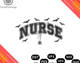 Halloween Nurse Embroidery Design: DST, PES Files (Digital Download)