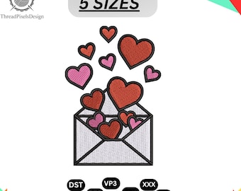 Embroidered Love Letter, Hearts, Valentines Day Gift (Digital Embroidery Design)