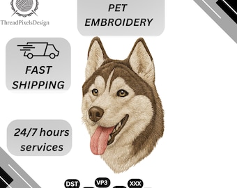 Custom Dog face Embroidery Design Files, Personalized Pet embroidery designs (Digital Download)