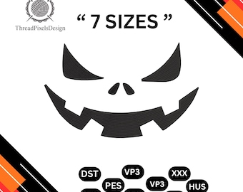 Jack O Lantern Face Embroidery Design: Halloween Pumpkin Face (Digital Download)