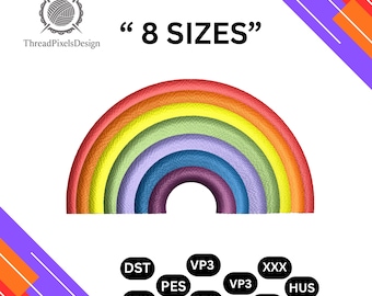 Rainbow Filled Stitch Embroidery Design ,NHS Design : 8 Sizes (Digital Download)