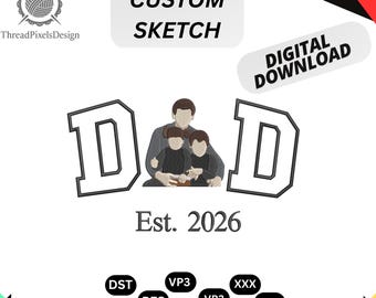 Custom Embroidery Dad Photo, Personalized Sketch Father's Day, Gifts for Dad(Digital Download)