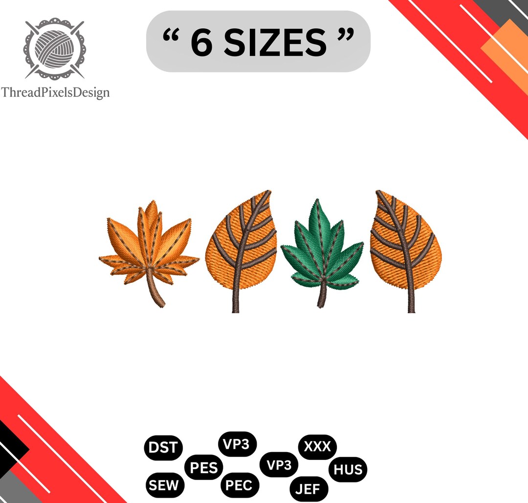 Autumn Leaf Embroidery Design: Fall Leaves Pattern (digital Embroidery ...