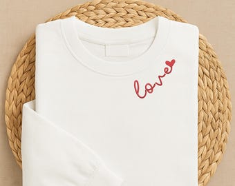 Women Crew Neck Embroidery, 'Love' Embroidery , Valentine Embroidery,(Digital Files)